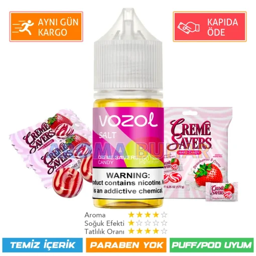 Vozol Likit Creme Savers Candy Salt 30ml